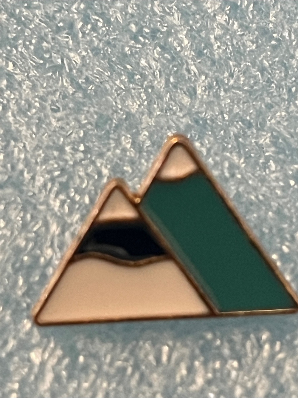 Enamel Mountain Pin - Teal & White